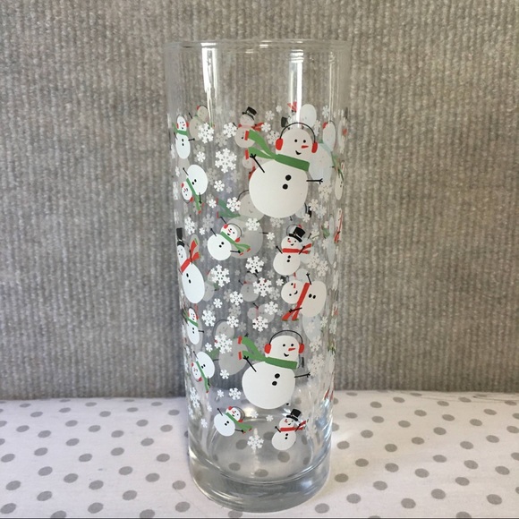 Xmas Barware Snowman Cera Tom Collins tall glass Clear glass with snowmen - Picture 3 of 8